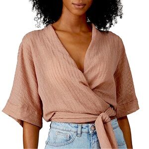 WISH Wrap Tie Front Top, NEW